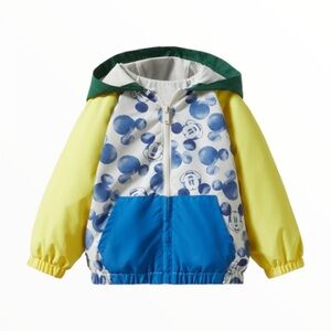 ZARA Kids Blue & Yellow MICKEY MOUSE DISNEY RAINCOAT Size 3-4 Years